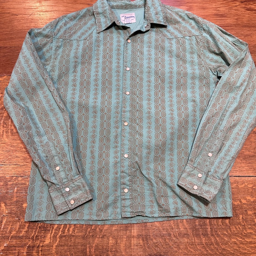 U.S. Expedition men’s western pearl snap shirt sz large 100% cotton - Picture 8 of 10